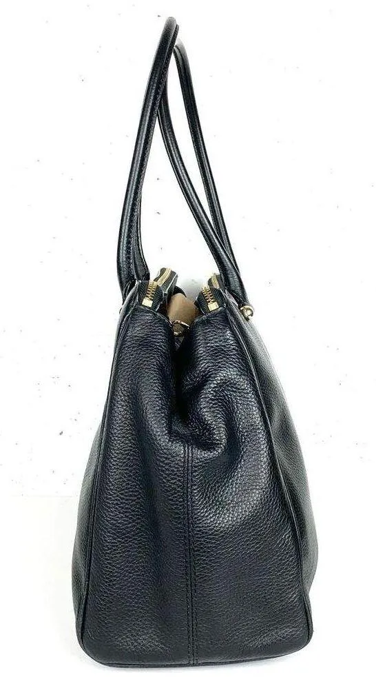 Kate Spade Womens Reis Shoulder Bag Black Pebbled Leather Triple Compartment - Image 4