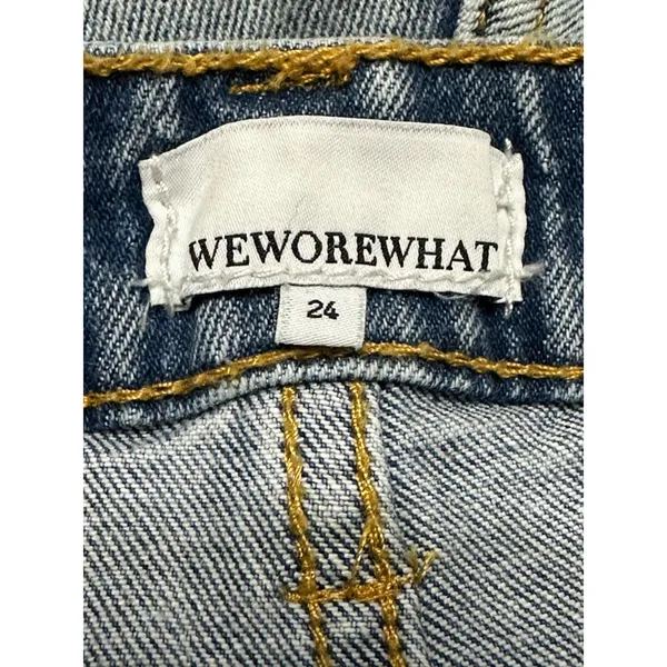 WeWoreWhat Jean Shorts Whiskered Cuffed Hem Jorts Distressed Blue 24 NWOT - Image 7