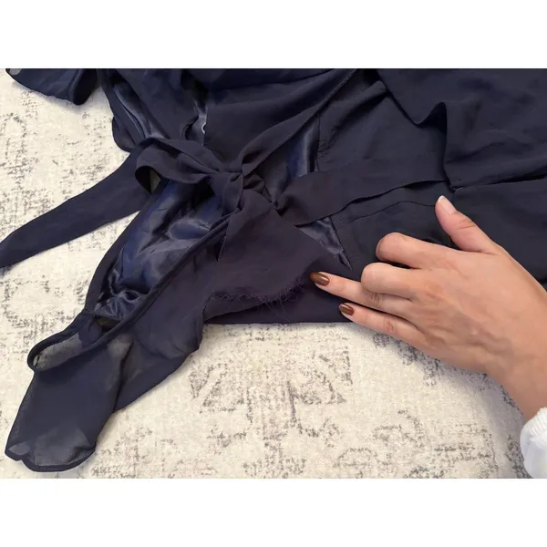 Lulus Sweetest Entrance Navy Blue Ruffled Tie-Back Maxi Dress Size Medium NWT - Image 11