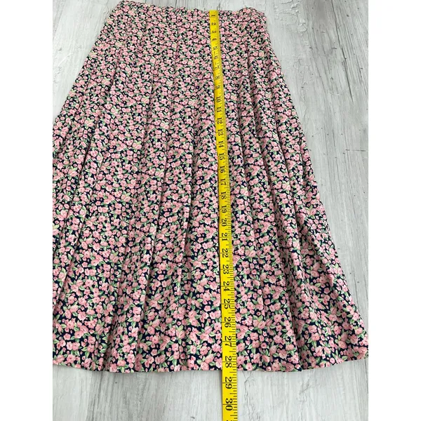 Susan Bristol Components Vintage Pleated Floral Skirt Rayon USA 8 Cottagecore Prairie Pink - Image 9
