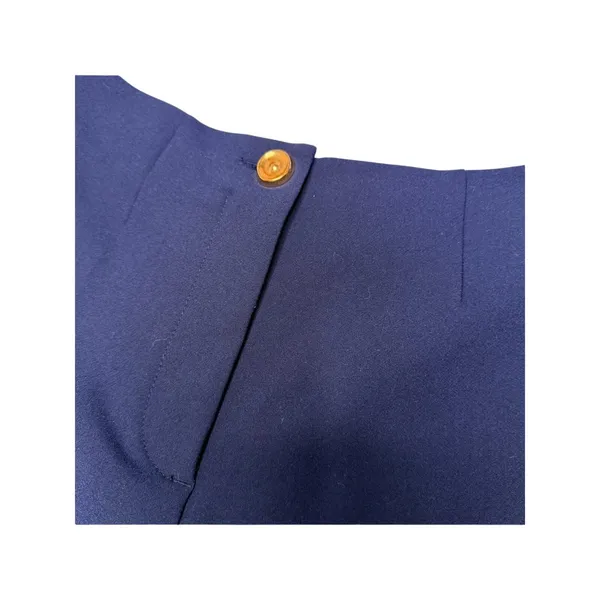 ZARA High Waisted Dress Tailored Navy Shorts Gold Button M - Image 9