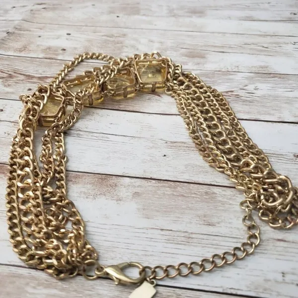 14th & Union Statement Necklace - Gold Tone Layered With Yellow Gems - Image 4