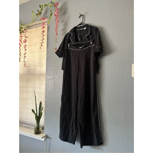 Jason Wu Black Pajama Set with White Piping – Size Medium - Image 2
