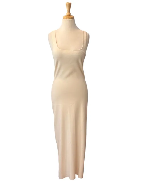 MESHKI Amara Scoop Neck Low Back Knit Maxi Dress Cream Size Medium NWOT - Image 2