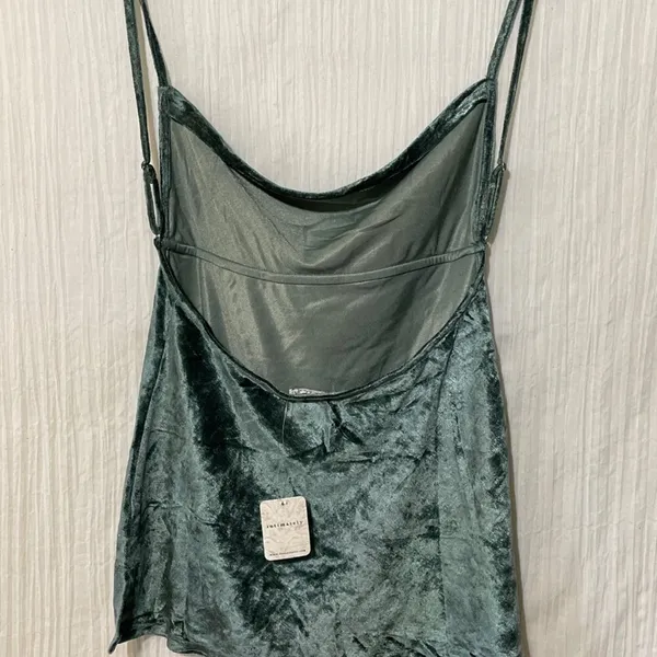 Free People Intimates Velvet Camisole Small Green Cowl Neck NWT - Image 7