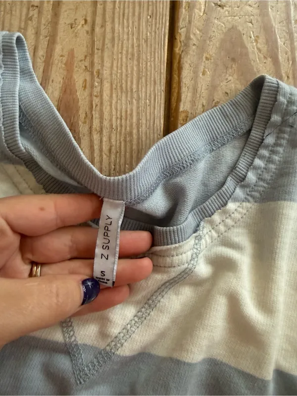 Z SUPPLY Small Blue White Striped Long Sleeve Top - Image 3