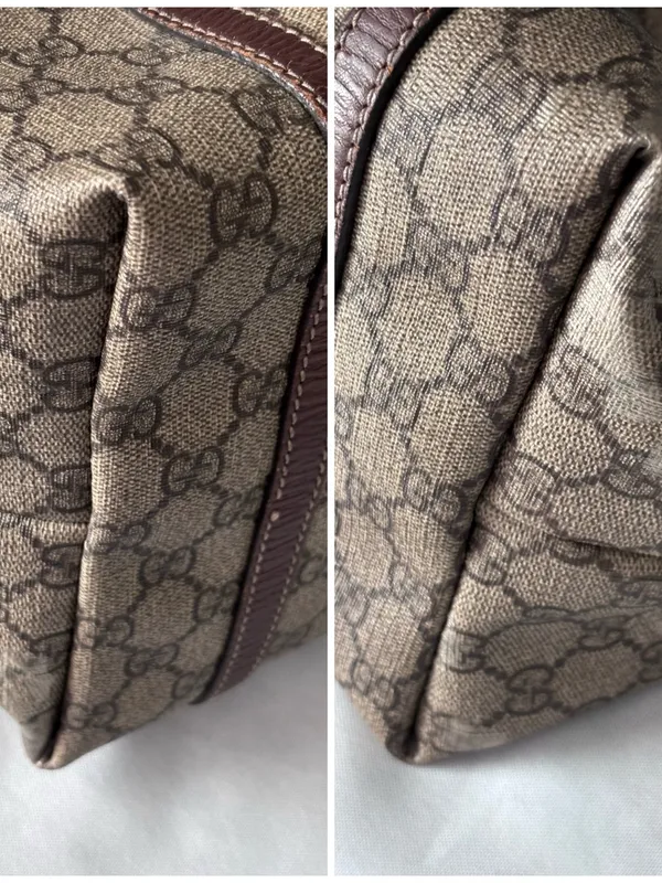 Authentic Gucci GG Supreme Monogram Coated Canvas Brown Leather Large Tote Bag - Image 13