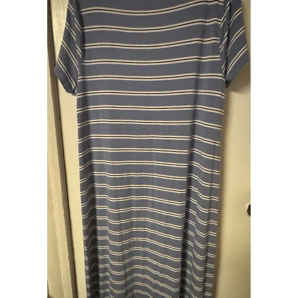 J. Jill‎ Women's Size L Blue Black and White Striped Maxi Dress Short Sleeve - Image 12