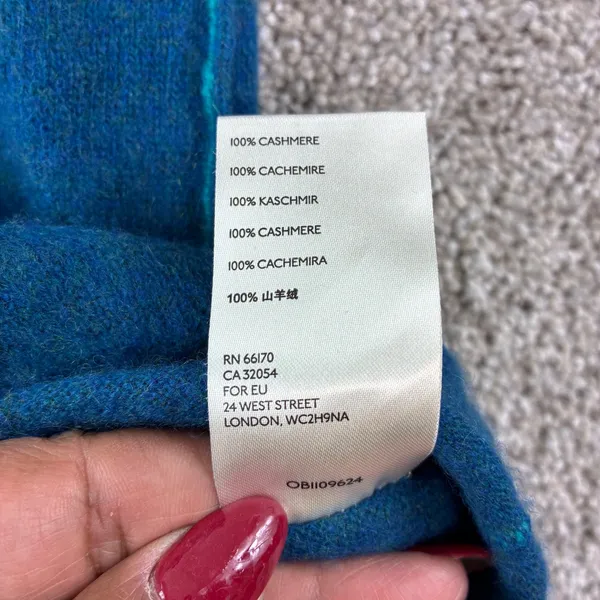 We The Free 100% Cashmere Sweater Women XS Roll Neck Seam Detail Blue Boho Indie - Image 8