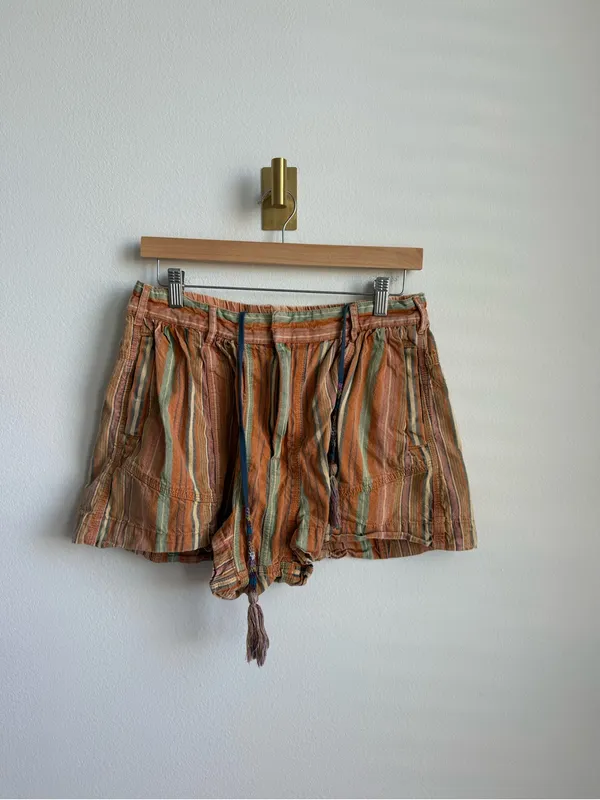 Free People Kahuna Harem Shorts Multicolor Striped Tassel Boho Size Small - Image 3