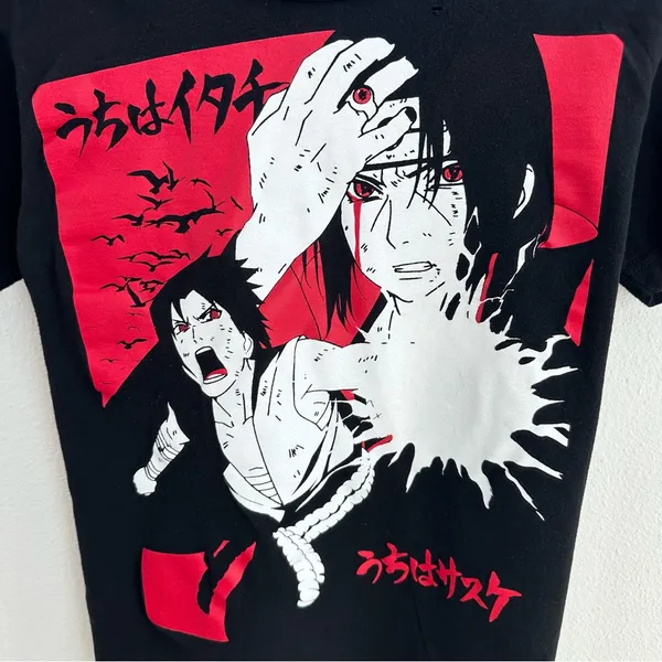 Ripple Junction Naruto Sasuke Itachi Uchiha Manga Off the Shoulder Tee - Image 2