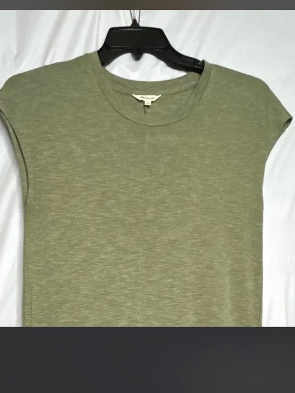 Madewell Muscle Midi Dress With Side Slit Olive Green Sleeveless. Size M - Image 2