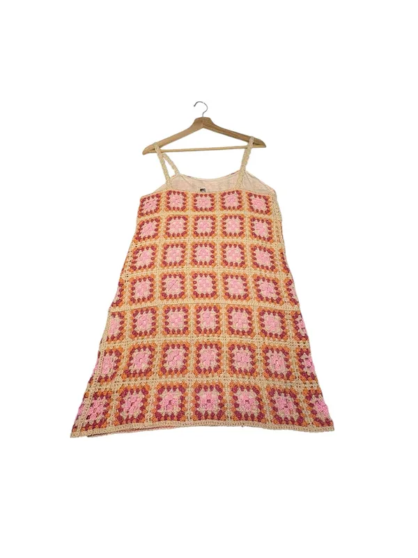 AQUA Bloomingdale’s Granny Square Crochet Mini Dress Boho Swim Coverup Small - Image 5