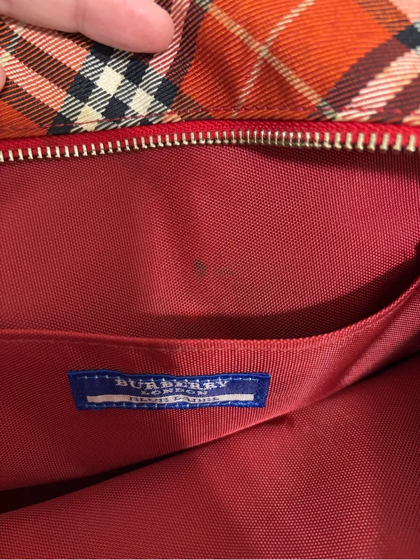 Vintage Burberry Blue label nova red plaid Boston Bowling Bag canvas leather - Image 15