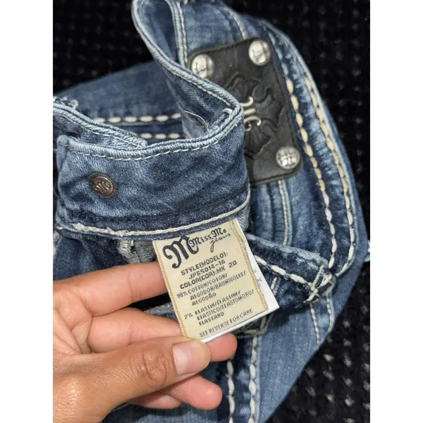 Miss Me Womens Bootcut Jeans Medium Wash Embroidered Studded Mid Rise Sz 29 - Image 5