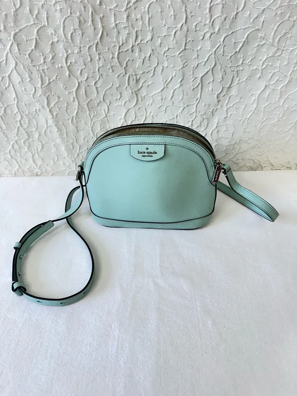 Kate Spade Perry Mint Green Saffiano Leather Small Dome Crossbody Purse Classic - Image 11