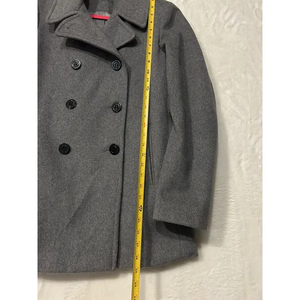 Calvin Klein Womens Grey Wool Blend Double‎ Breasted Peacoat Jacket Size 8 - Image 2