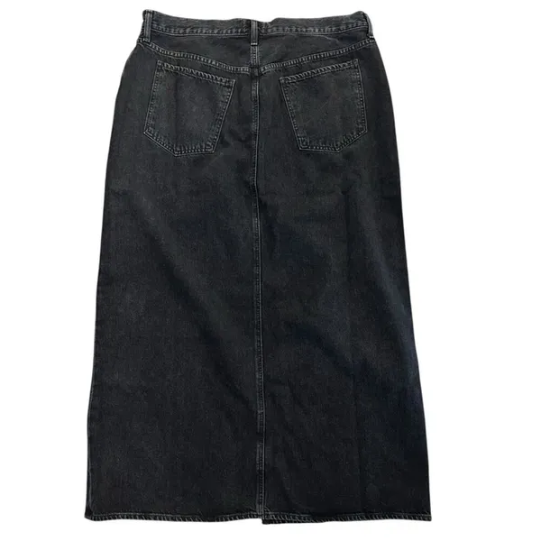 NEW Agolde Leif Front Slit Denim Maxi Skirt Spider Black Size 32 Casual $238 - Image 5