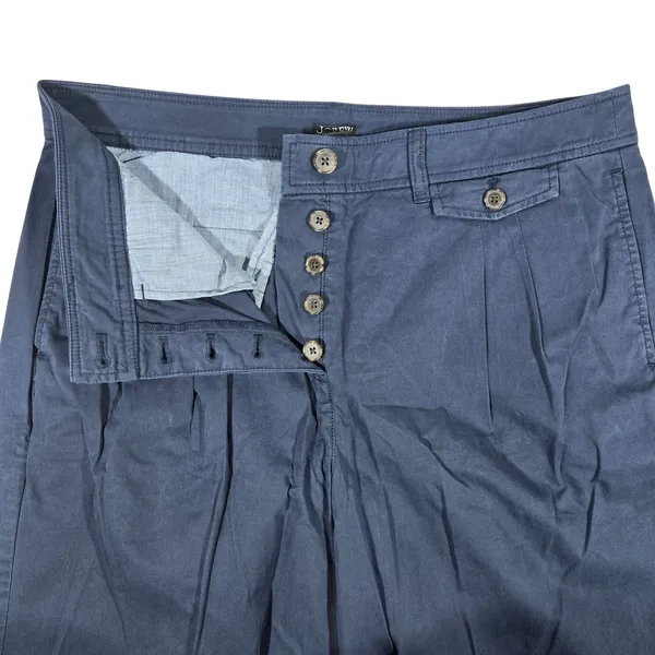 J Crew Navy Wide Leg Pleated Button Front Cotton‎ Pants Size 12 - Image 4