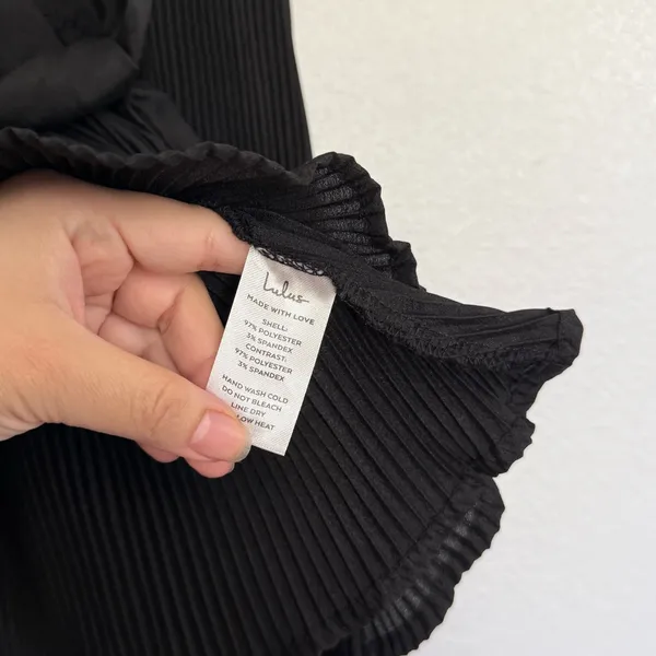 Lulus Sweet Victory Black Pleated Tie Front Long Sleeve Peplum Top XS - Image 6