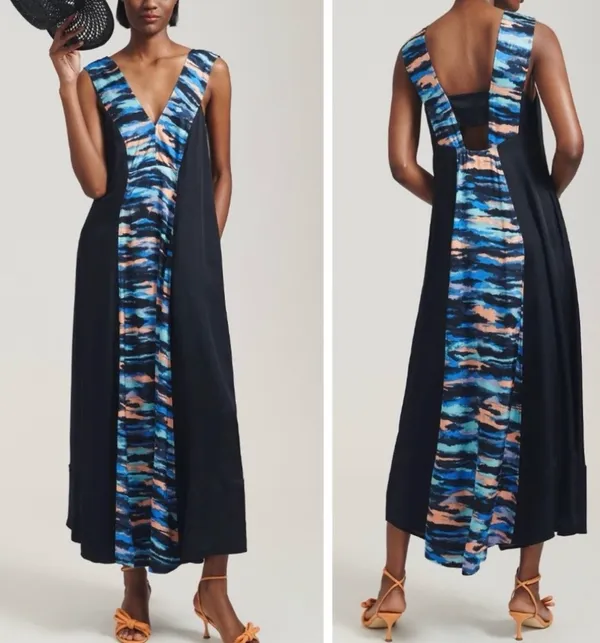 Anthropologie Maeve V-neck Colorblocked Oversized Maxi Dress, Size 0 - Image 2