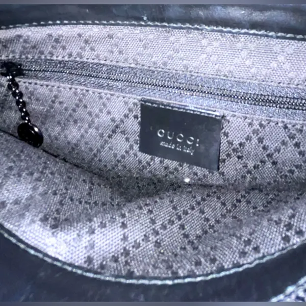 Authentic Gucci Black GG Monogram Shoulder Bag - Image 8