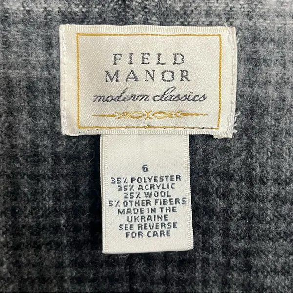 Women's Vintage Field‎ Manor Wool Blend Open Front Jacket Coat Size 6 Gray - Image 2