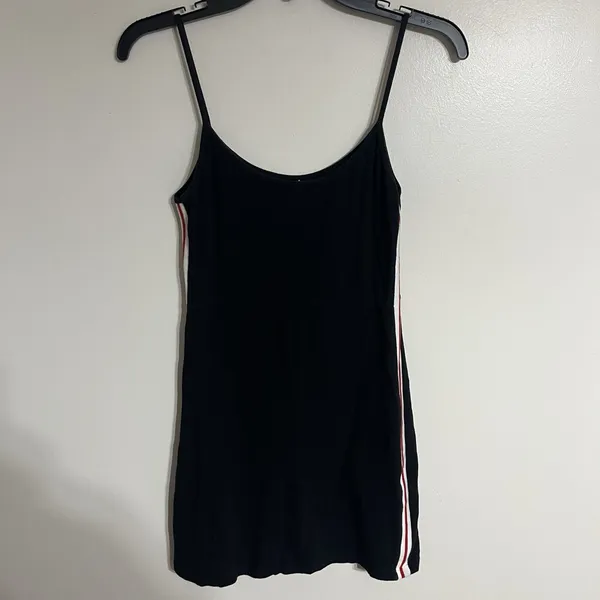 Brandy Melville Black Tank Top Dress With‎ Red & White Stripes Down The Side - Image 8