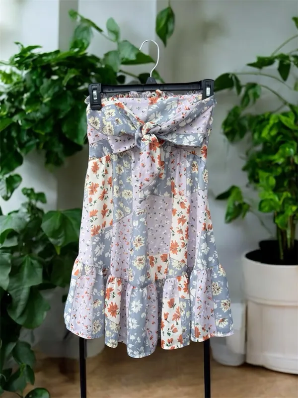 Hello Molly Strapless Floral Patchwork Mini Dress Size 4 - Image 2