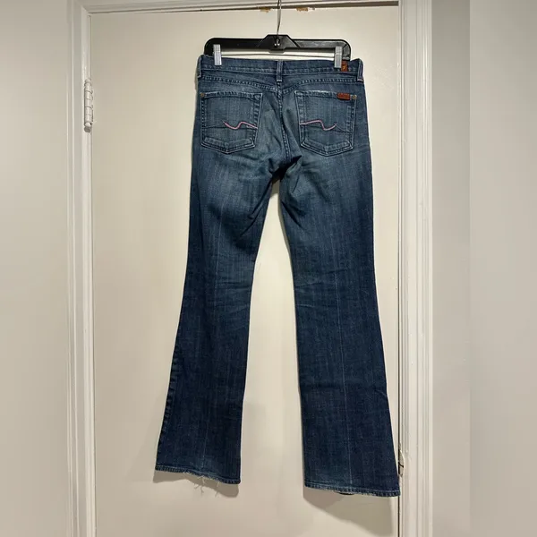 VTG Y2K 7 For All Mankind Sz: 28 Flare Jeans Indigo Low Rise Stretch USA. - Image 2