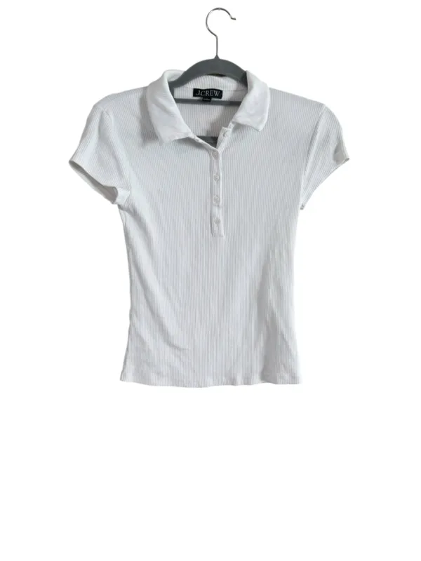 Women's J.Crew Ribbed Short Sleeve Polo Shirt White Size S - Image 8