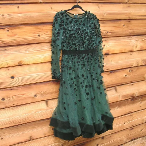 Mac Duggal 67007 Womens Green Embellished Illusion Fit & Flare Dress Gown - Image 7