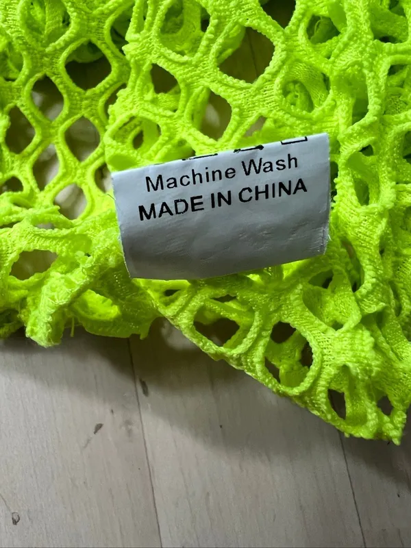 Fishnet Top Women Size XL Neon Green Crop Top Crewneck T-shirt Casual Boho - Image 8