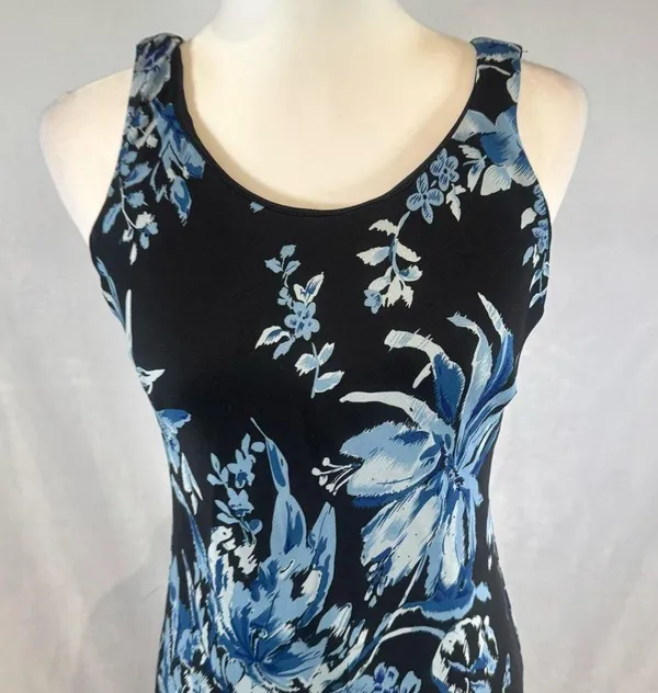 Premier International black and blue floral maxi dress size small - Image 2
