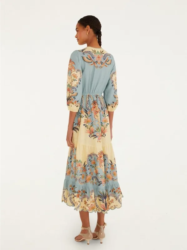 Farm Rio Butter Yellow Boho Beauty Maxi Dress XS - Image 5
