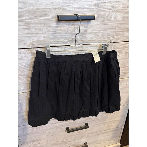 Aerie Real Good Black Bubble Mini Skirt Elastic Waist Textured Size M - Image 3