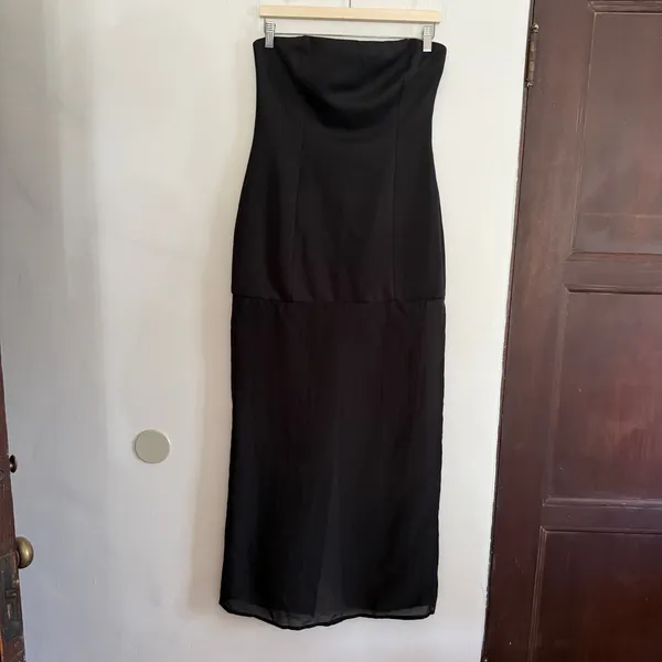 SNDYS Chloe Black Strapless Straight Neck Sheer Bottom Maxi Dress Medium BNWT - Image 4