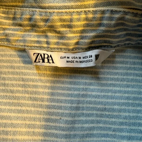 Zara Light Blue Pinstripe Sleeveless Denim Vest m - Image 6