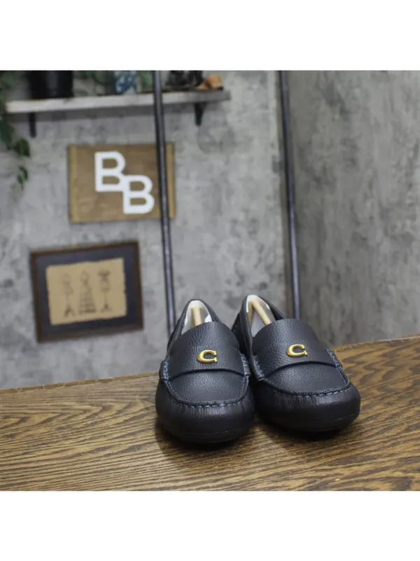 NWT COACH Womens Sculpted C Leather Driver Loafer Shoes Midnight Navy Blue 7.5B - Image 4