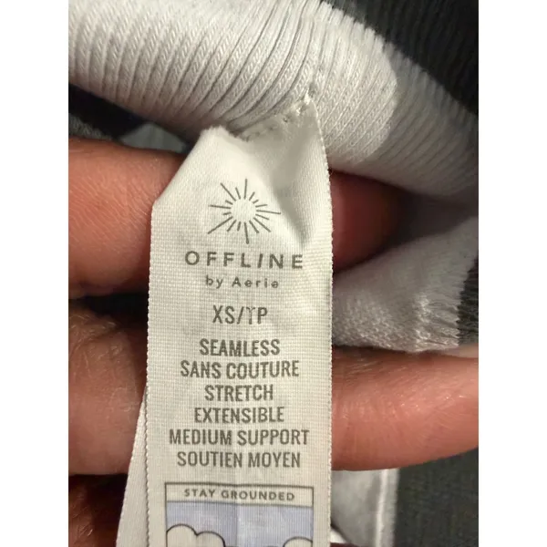 OFFLINE by Aerie Womens XS Sage Green Striped Seamless Medium Support Crop Tank - Image 5