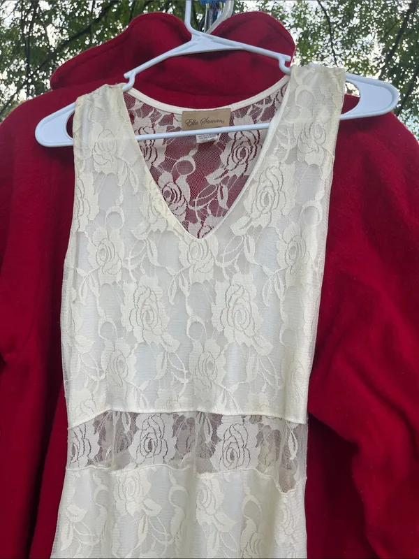 Lace Maxi Dress - Ivory White V-Neck - Image 3