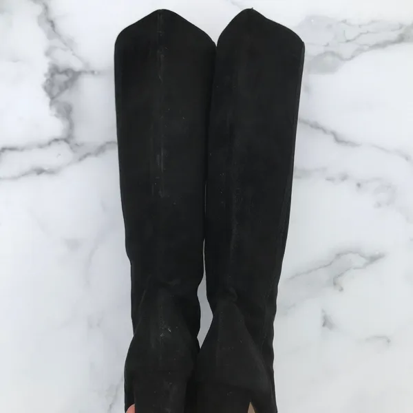 Valentino women’s black suede knee high block heel boots size IT 37 US 7 - Image 4