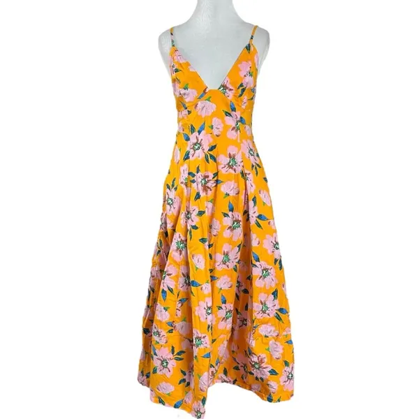 Free People Finer Things Printed Halter Midi Dress Sunshine Combo Medium - Image 11
