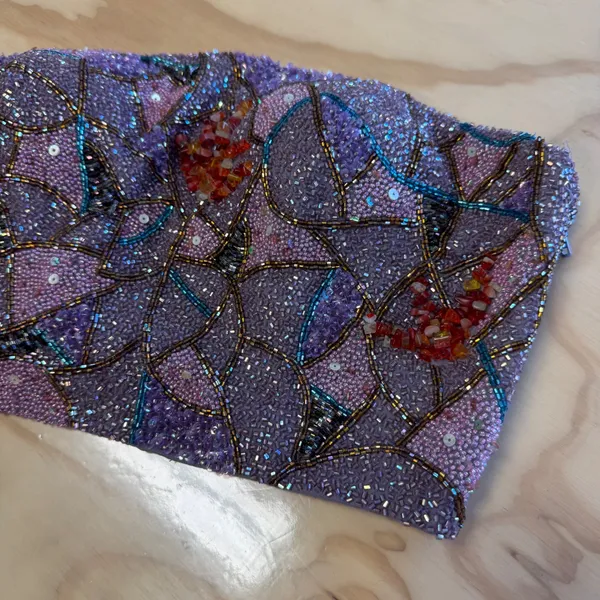 Vintage Beaded Sequin Tube Top Purple Pink Orange Strapless Bodice Size 8 Boho - Image 5