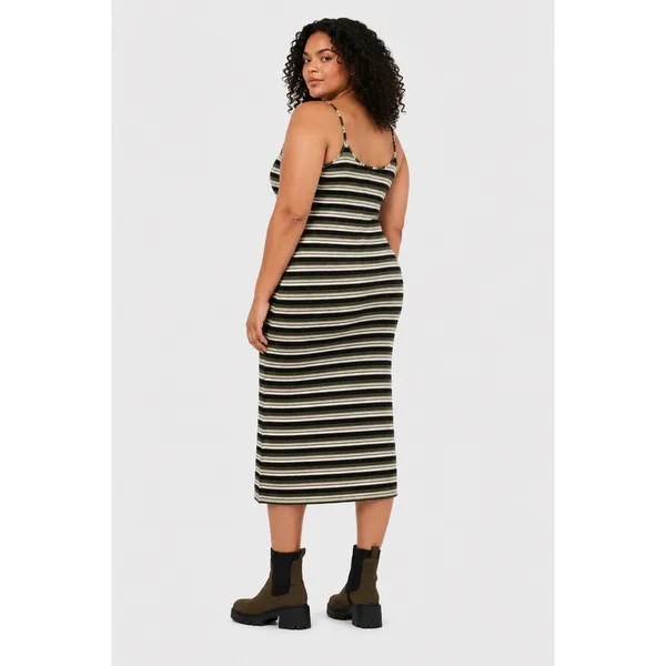 No Boundaries Juniors Bodycon Dress Sz XXL Sea Turtle Green Striped Ribbed Midi - Image 5