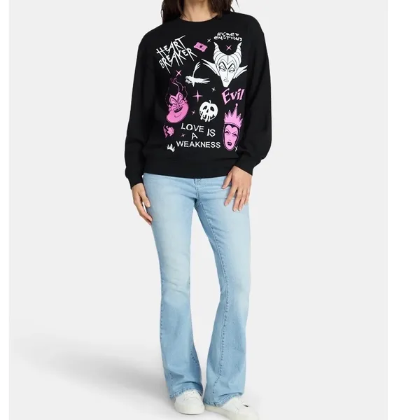 Disney Villains Heart Breaker Maleficent‎ Ursula Evil Queen Black Sweatshirt S - Image 5