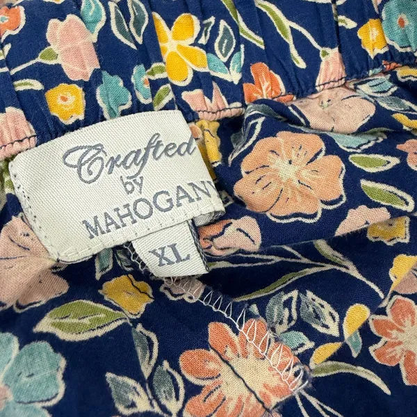 Crafted by Mahogany Pajamas Womens XL Blue Floral Print Cotton Short Sleeve Set - Image 9