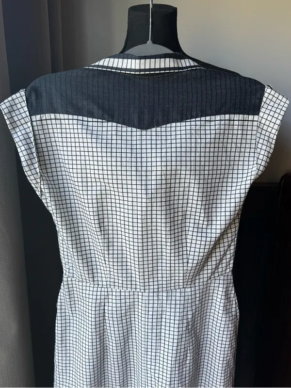 Handmade Classic Black & White Check Collared Day Dress - Image 5