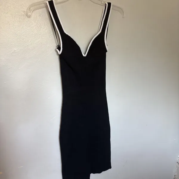 Abercrombie & Fitch Women Ribbed Black White Trim Bodycon Dress Sleeveless XS - Image 4