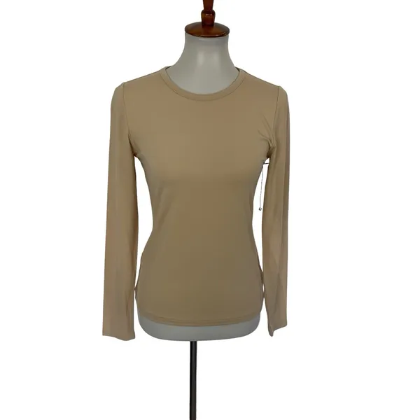 The Drop Tan Tee Top Small Long Sleeve Stretch Minimalist Basic - Image 2